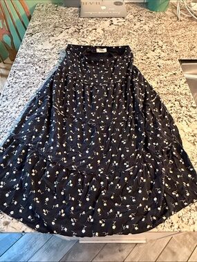Black Floral Midi Skirt